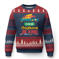 Pink Shirt Day Ugly Christmas Sweater In A World Where You Can Be Anything Be Kind Choose Kindness - Wonder Print Shop