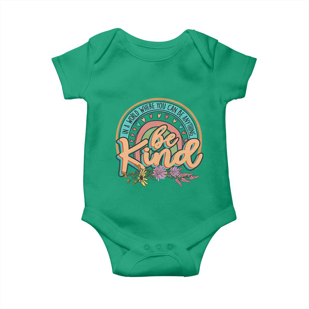 Pink Shirt Day Baby Onesie In A World Where You Can Be Anything Be Kind Rainbow Choose Kindness