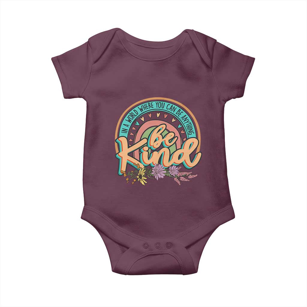 Pink Shirt Day Baby Onesie In A World Where You Can Be Anything Be Kind Rainbow Choose Kindness