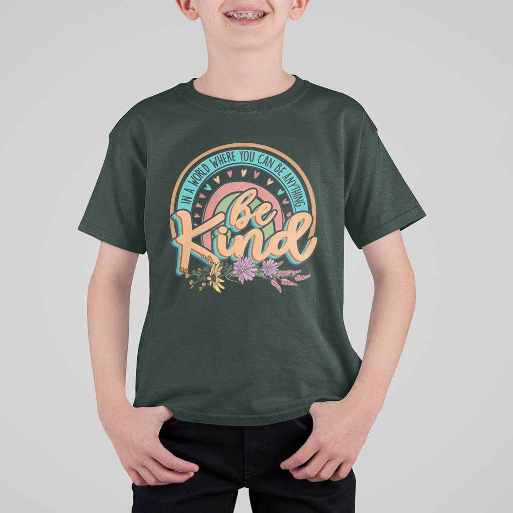 Pink Shirt Day T Shirt For Kid In A World Where You Can Be Anything Be Kind Rainbow Choose Kindness