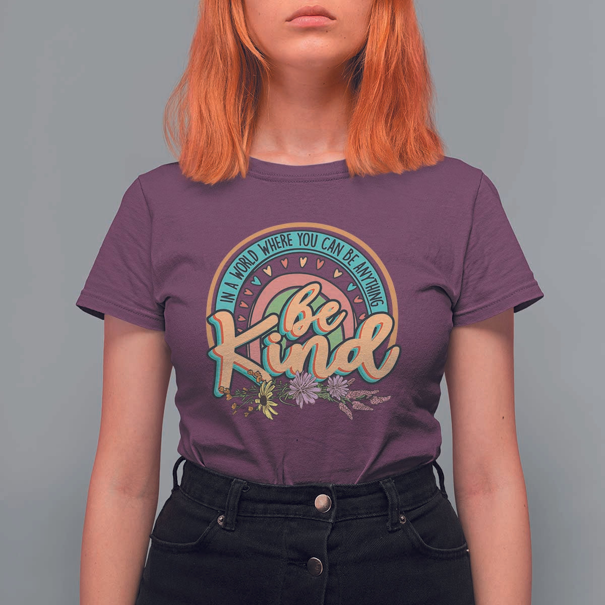 Pink Shirt Day T Shirt For Women In A World Where You Can Be Anything Be Kind Rainbow Choose Kindness