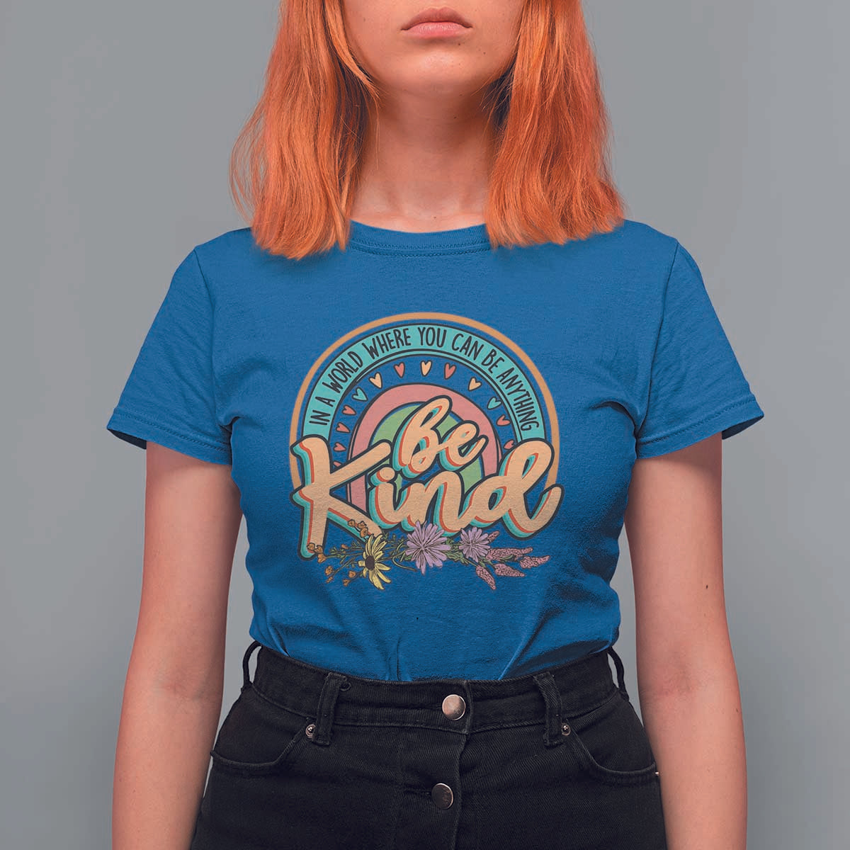 Pink Shirt Day T Shirt For Women In A World Where You Can Be Anything Be Kind Rainbow Choose Kindness