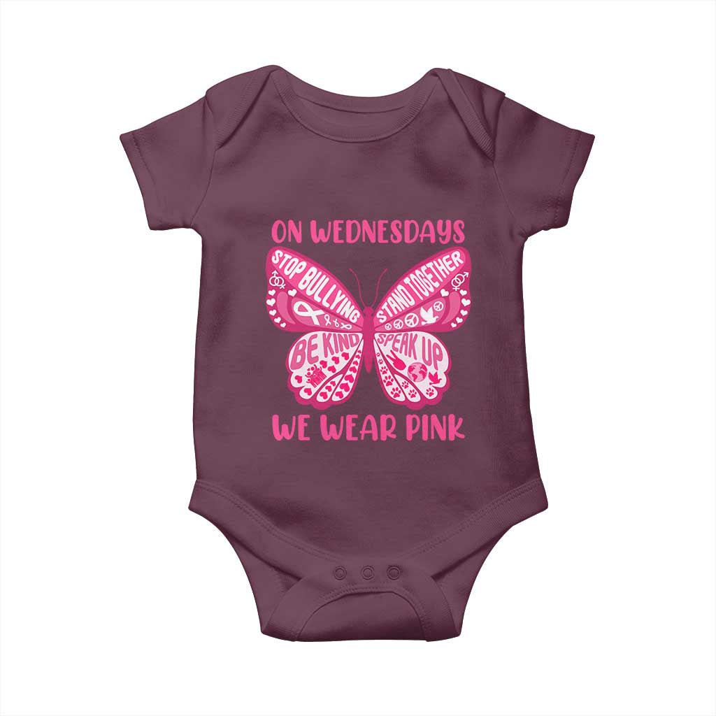 Pink Shirt Day Baby Onesie On Wednesdays We Wear Pink Anti Bullying Butterfly