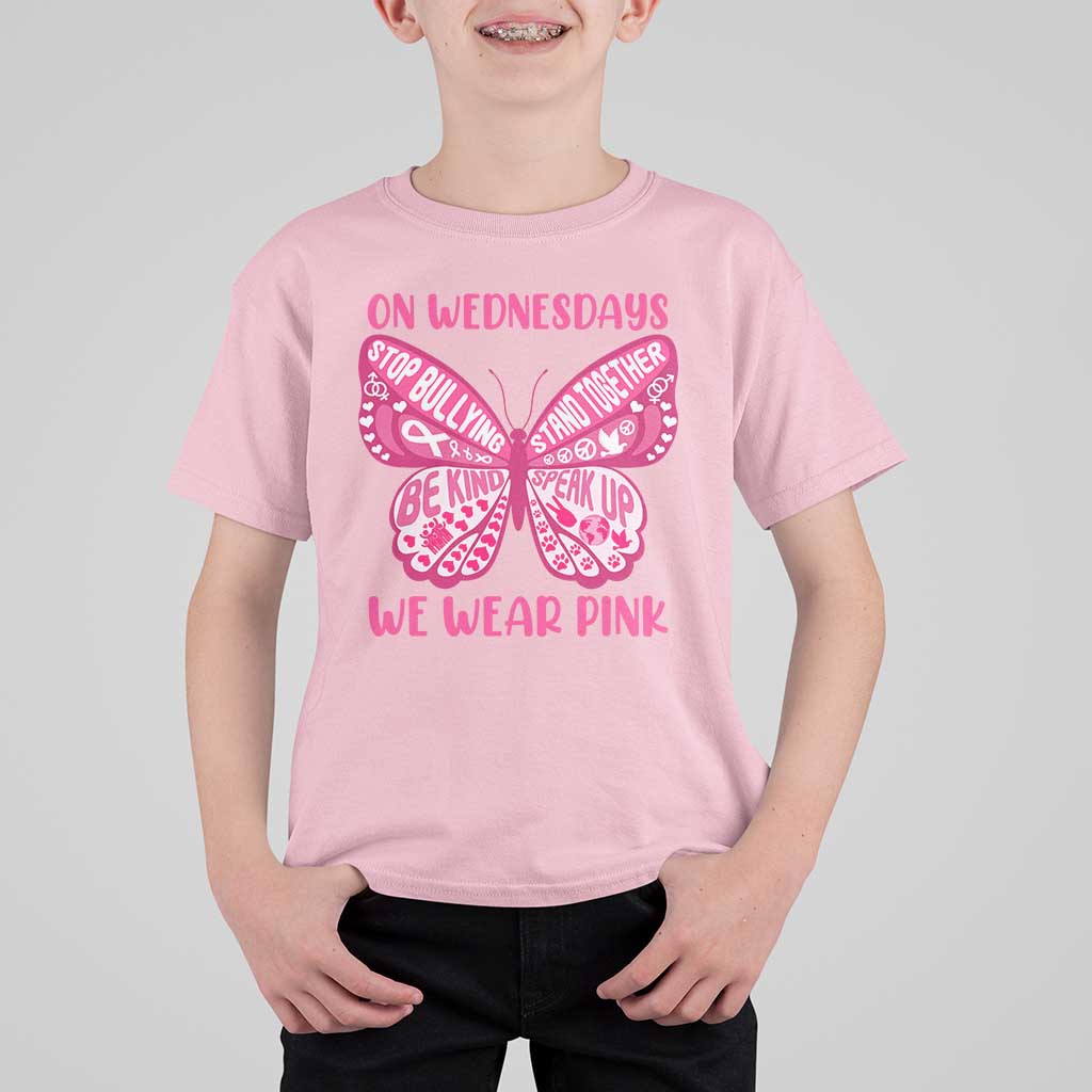 Pink Shirt Day T Shirt For Kid On Wednesdays We Wear Pink Anti Bullying Butterfly