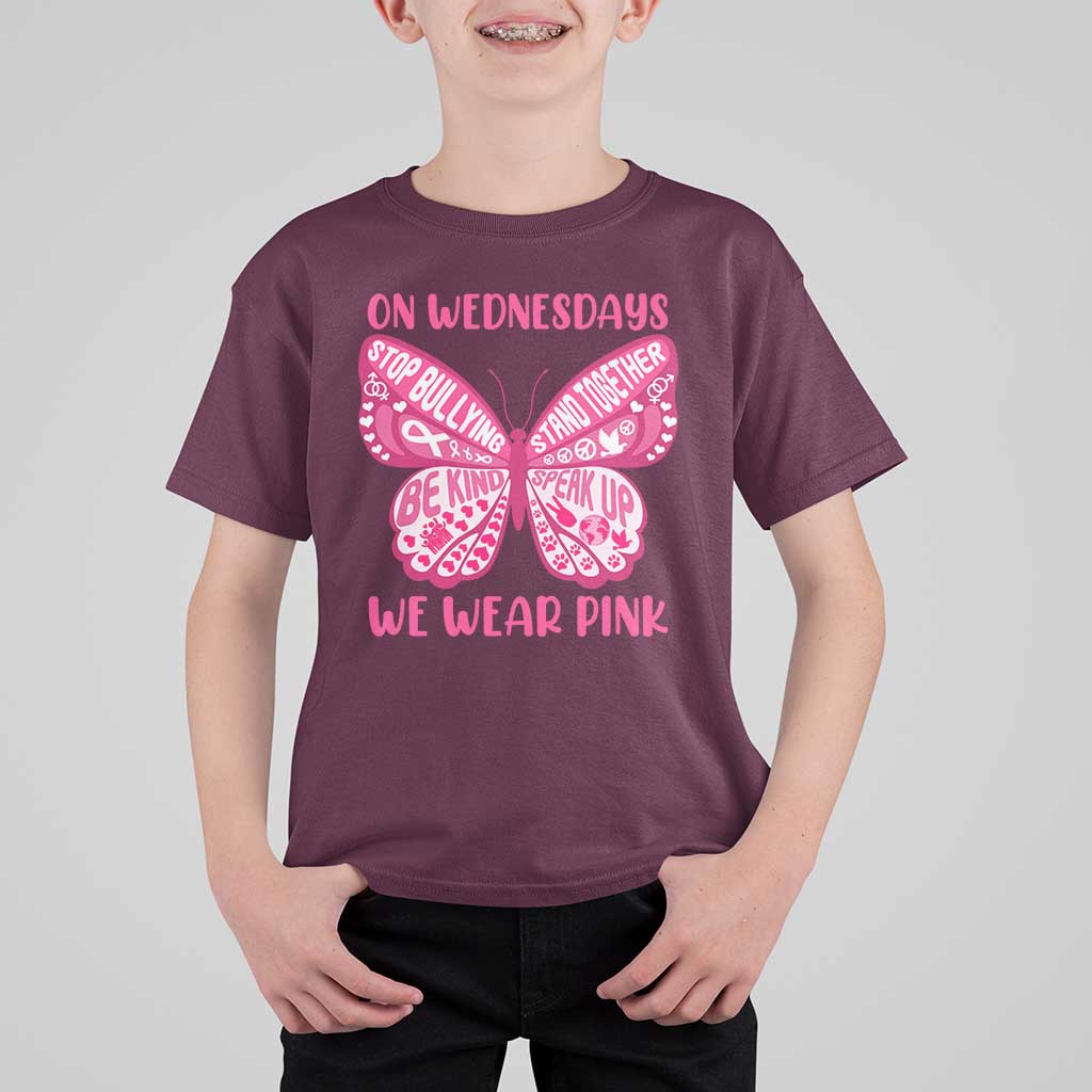Pink Shirt Day T Shirt For Kid On Wednesdays We Wear Pink Anti Bullying Butterfly