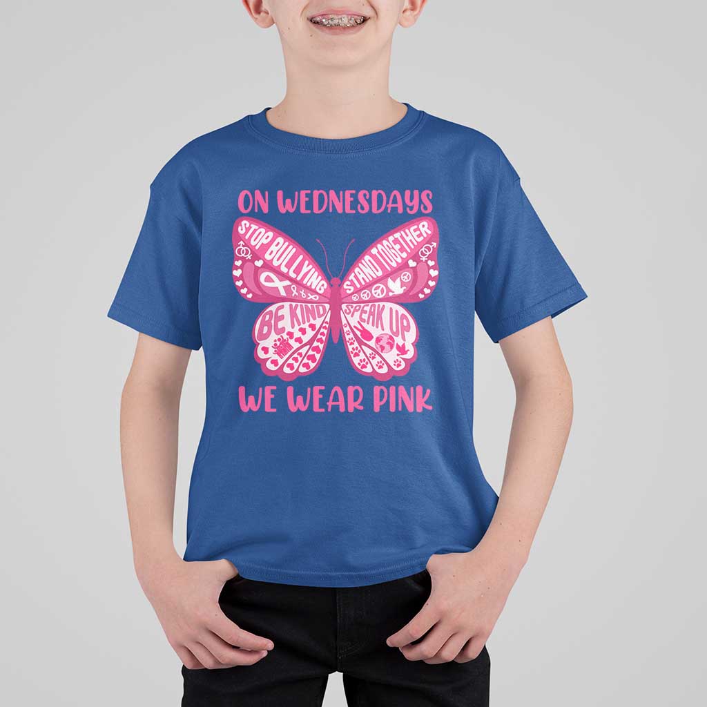 Pink Shirt Day T Shirt For Kid On Wednesdays We Wear Pink Anti Bullying Butterfly