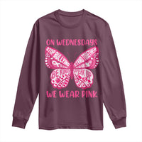 Pink Shirt Day Long Sleeve Shirt On Wednesdays We Wear Pink Anti Bullying Butterfly