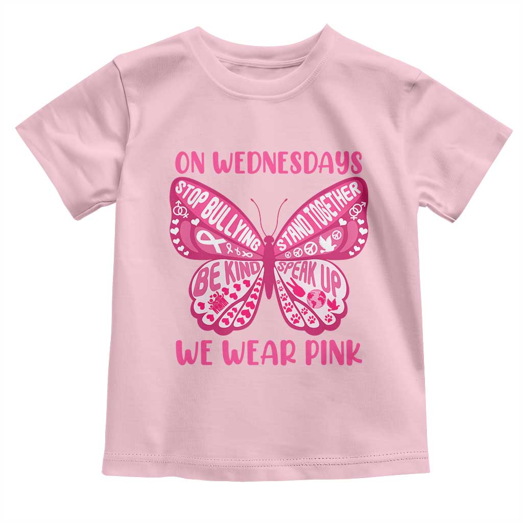 Pink Shirt Day Toddler T Shirt On Wednesdays We Wear Pink Anti Bullying Butterfly