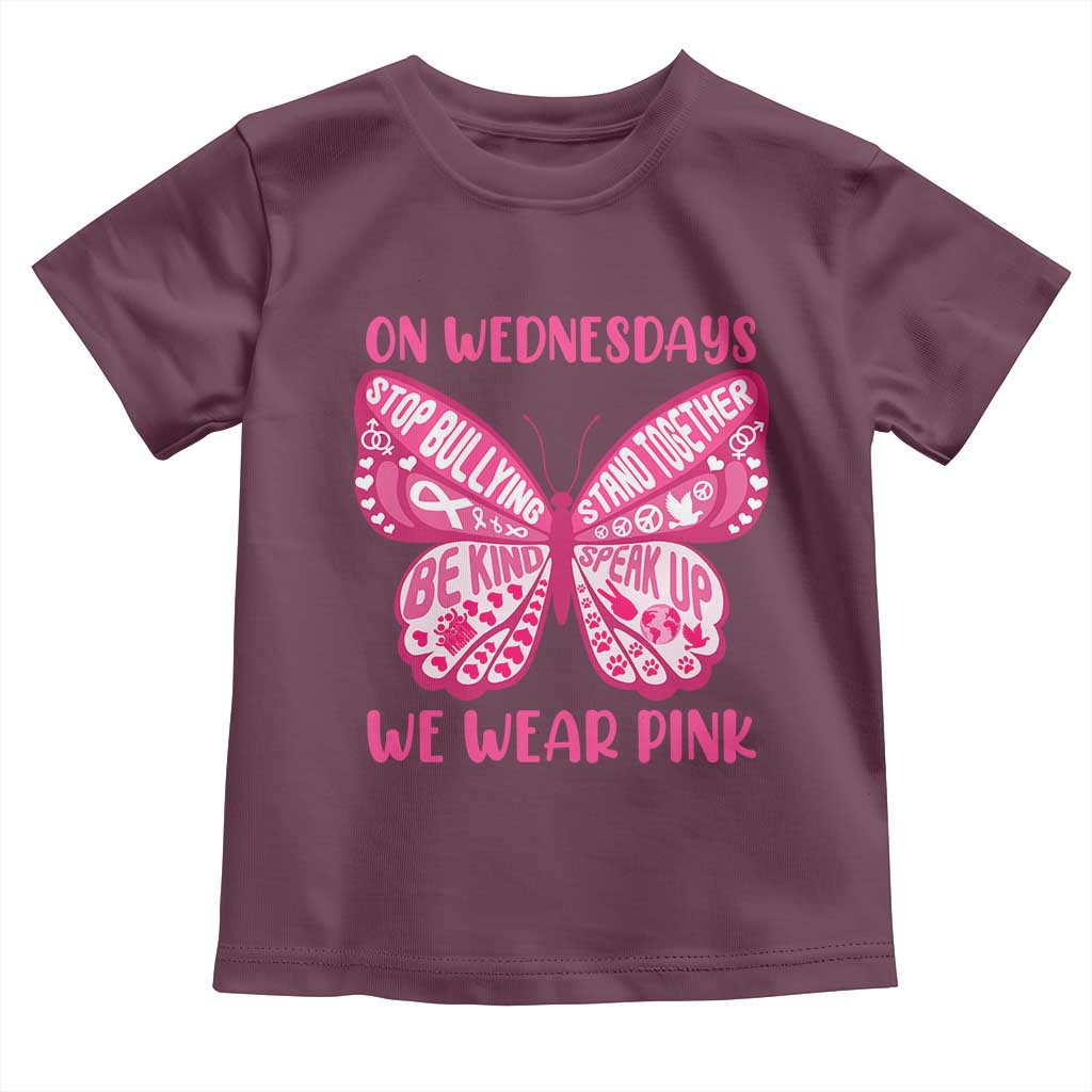 Pink Shirt Day Toddler T Shirt On Wednesdays We Wear Pink Anti Bullying Butterfly
