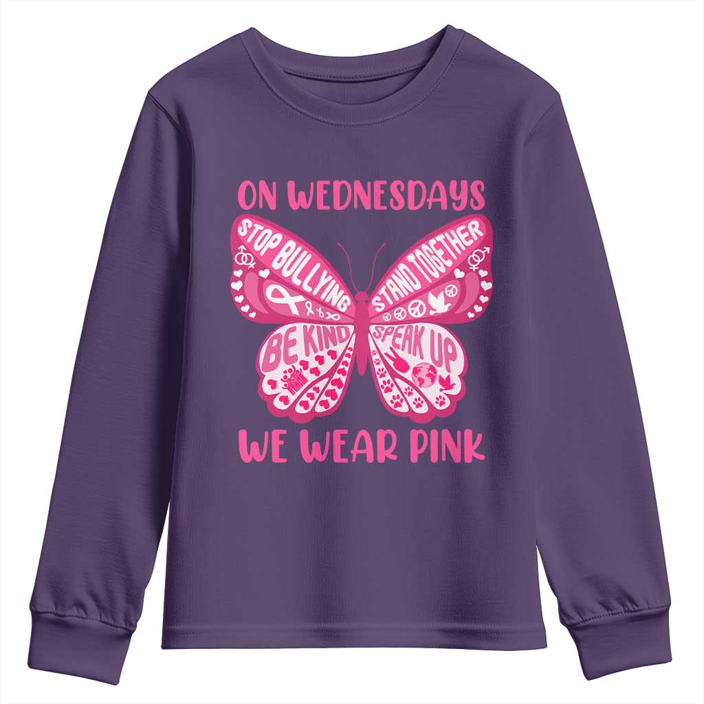 Pink Shirt Day Youth Sweatshirt On Wednesdays We Wear Pink Anti Bullying Butterfly