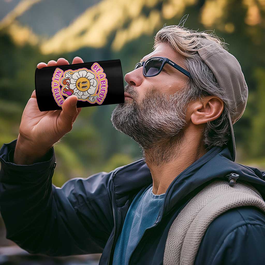 Pink Shirt Day 4 in 1 Can Cooler Tumbler Be A Buddy Not A Bully Anti Bullying Funny Wordplay