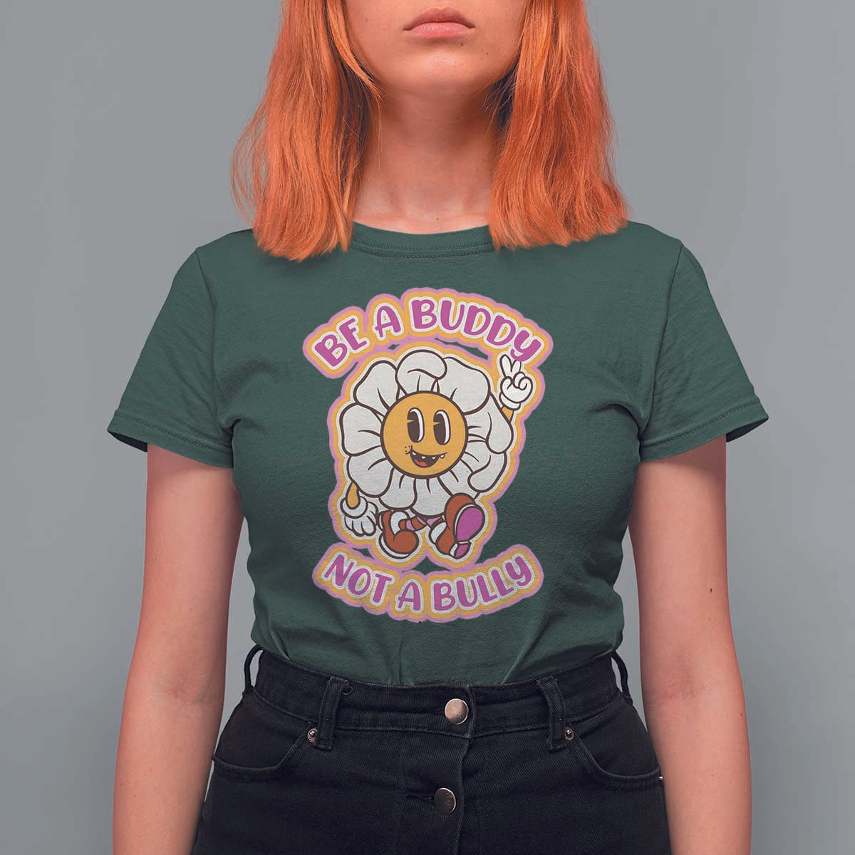 Pink Shirt Day T Shirt For Women Be A Buddy Not A Bully Anti Bullying Funny Wordplay