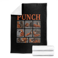 Cute Baby Monkey Punch with Plush Toy Graphic Throw Blanket