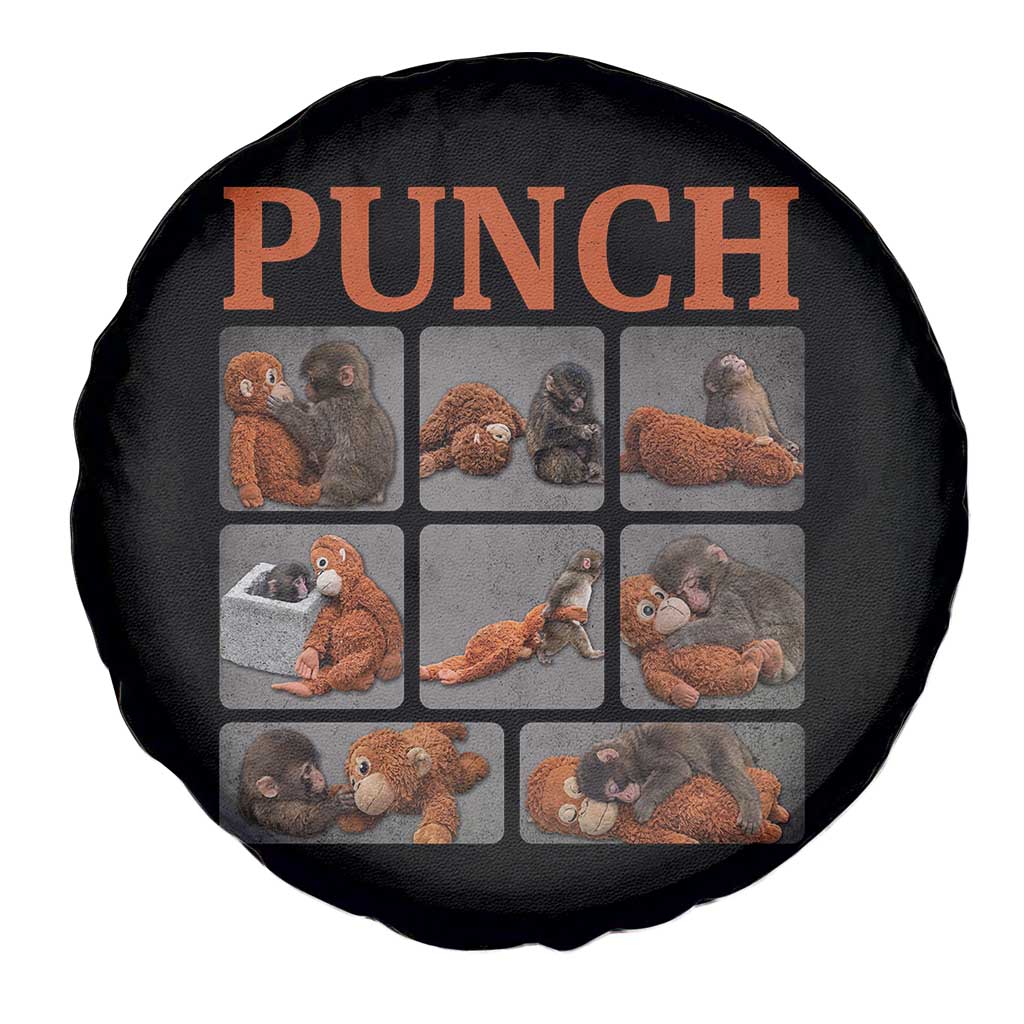 Cute Baby Monkey Punch with Plush Toy Graphic Spare Tire Cover
