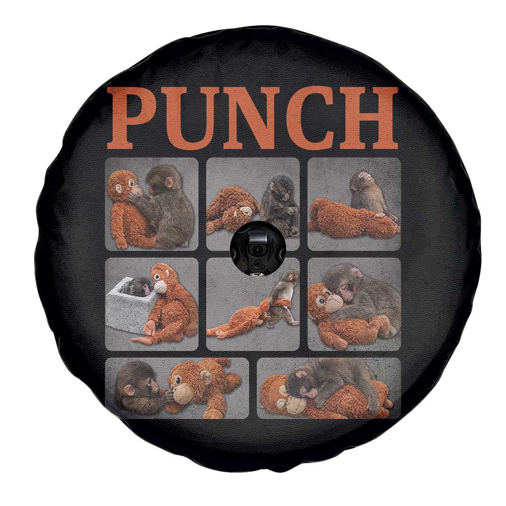 Cute Baby Monkey Punch with Plush Toy Graphic Spare Tire Cover