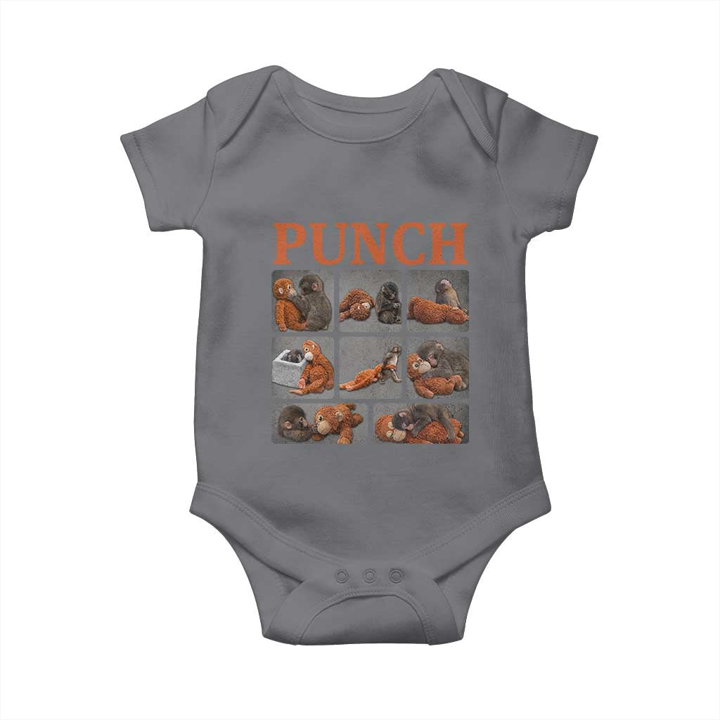 Cute Baby Monkey Punch with Plush Toy Graphic Baby Onesie
