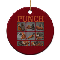 Cute Baby Monkey Punch with Plush Toy Graphic Ceramic Ornament