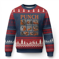 Cute Baby Monkey Punch with Plush Toy Graphic Ugly Christmas Sweater
