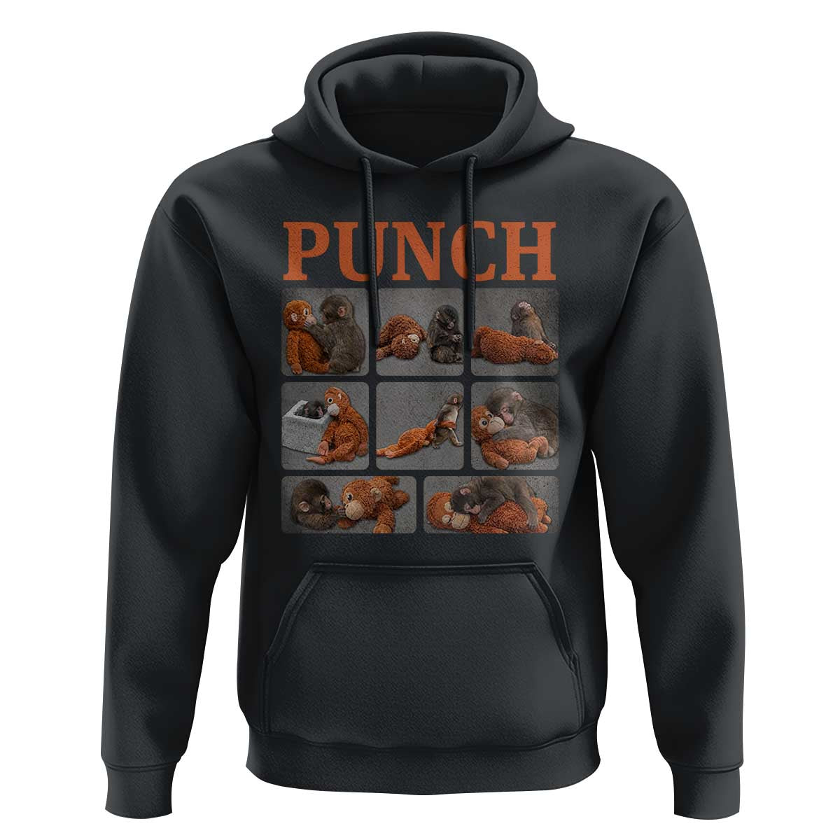 Cute Baby Monkey Punch with Plush Toy Graphic Hoodie