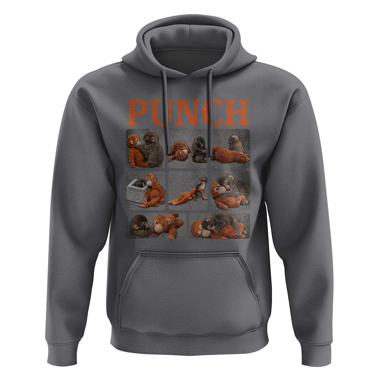 Cute Baby Monkey Punch with Plush Toy Graphic Hoodie