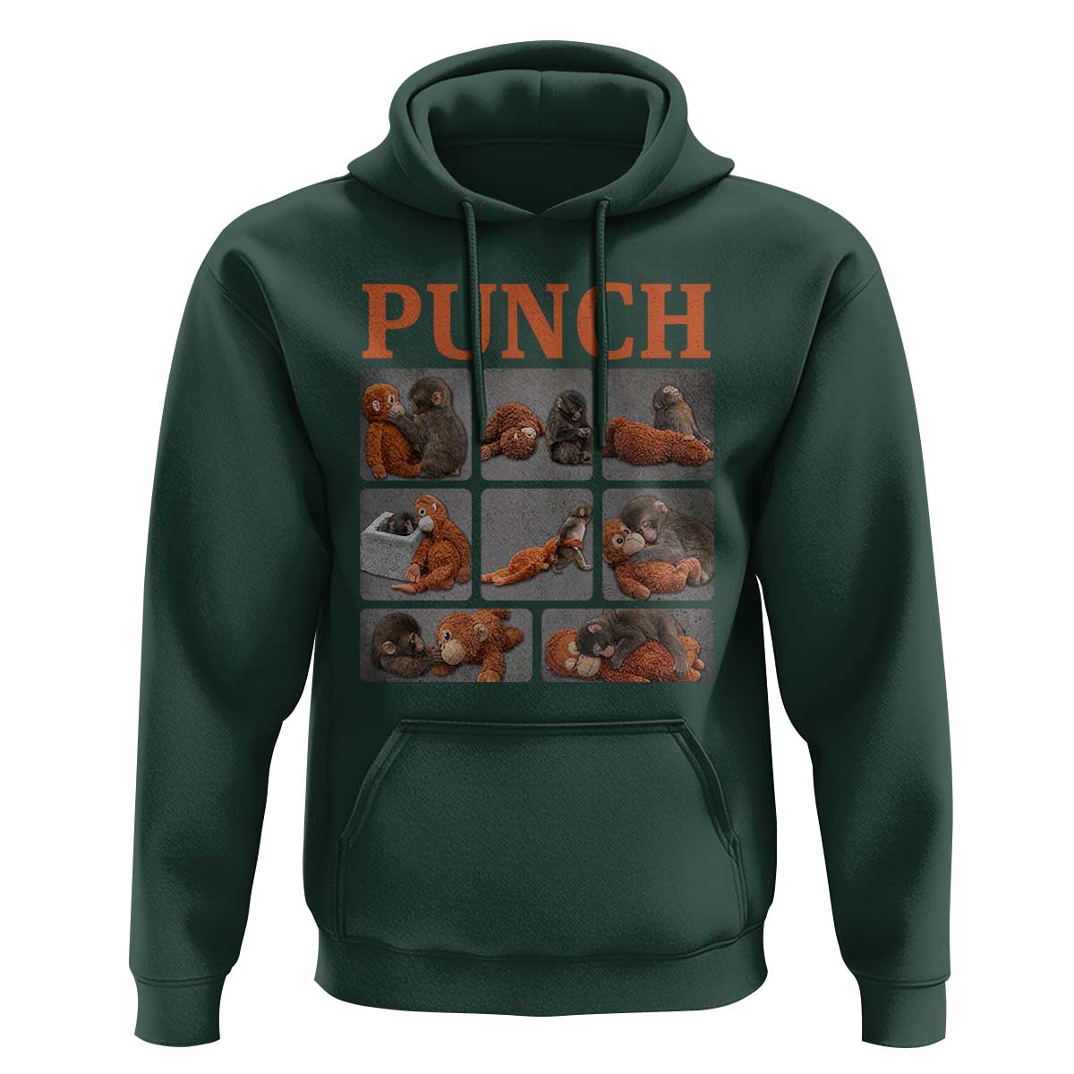 Cute Baby Monkey Punch with Plush Toy Graphic Hoodie
