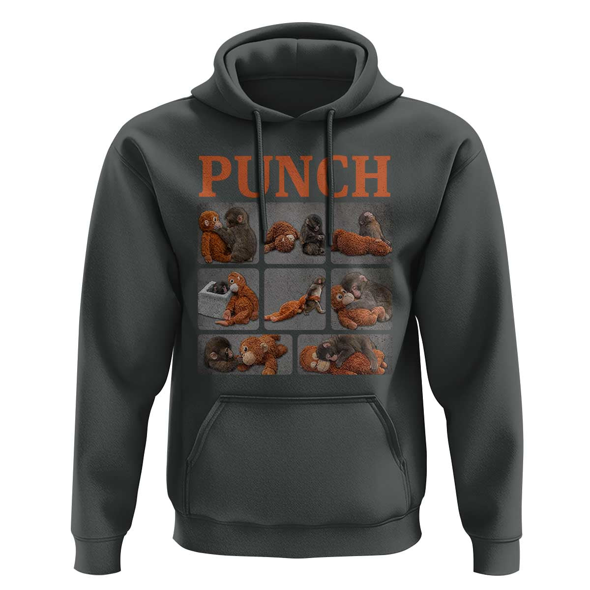 Cute Baby Monkey Punch with Plush Toy Graphic Hoodie