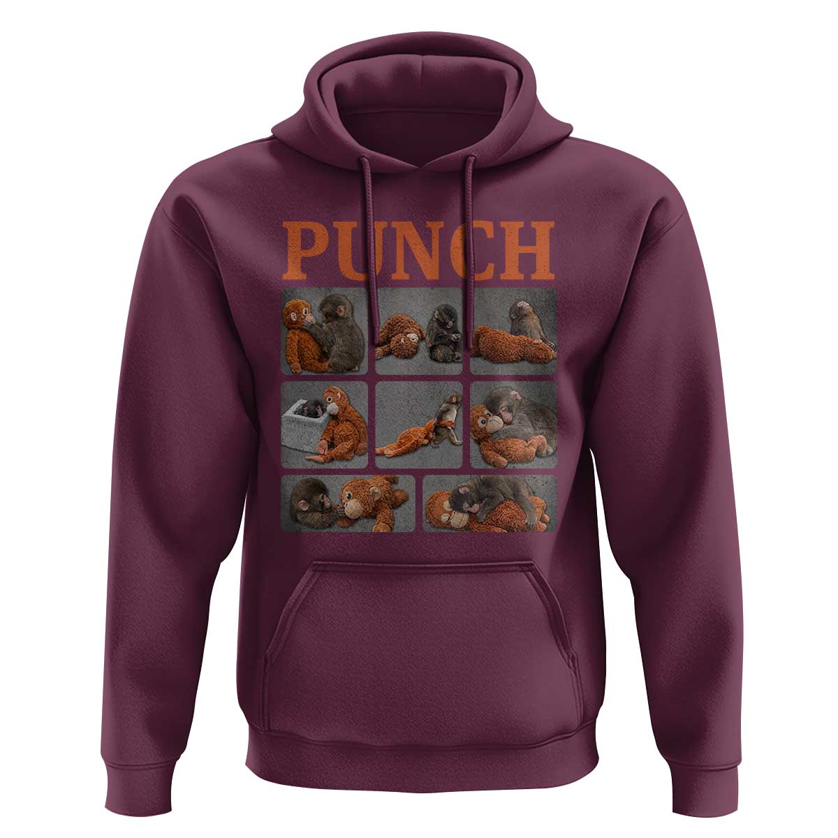 Cute Baby Monkey Punch with Plush Toy Graphic Hoodie