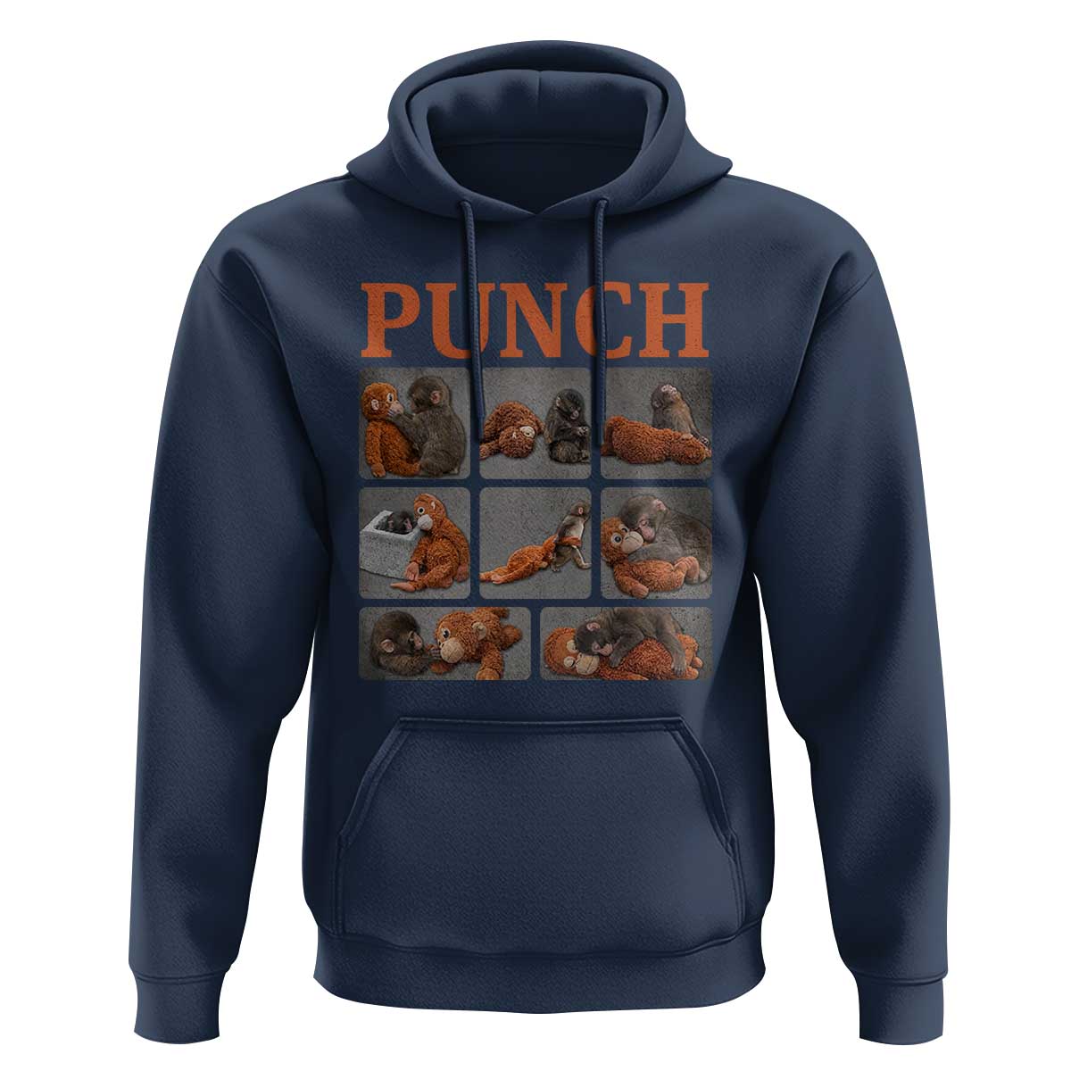 Cute Baby Monkey Punch with Plush Toy Graphic Hoodie