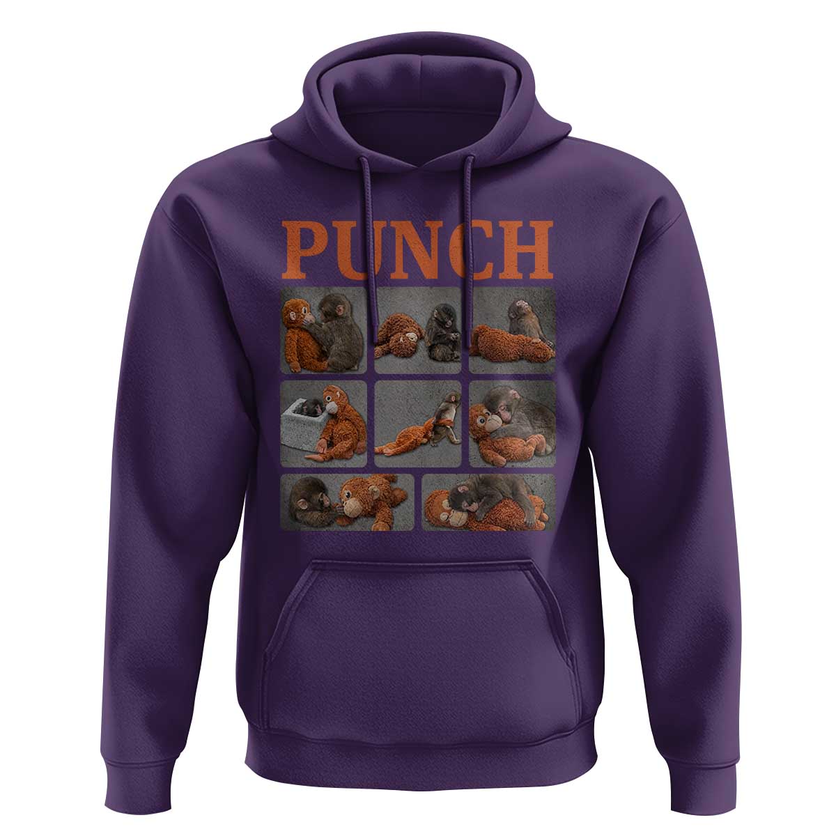 Cute Baby Monkey Punch with Plush Toy Graphic Hoodie