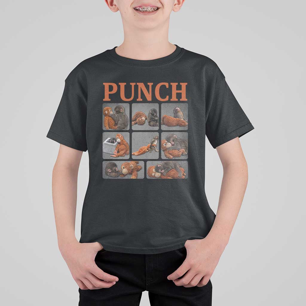 Cute Baby Monkey Punch with Plush Toy Graphic T Shirt For Kid