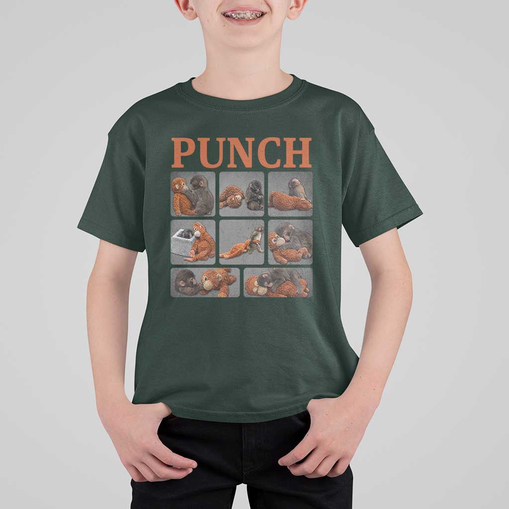 Cute Baby Monkey Punch with Plush Toy Graphic T Shirt For Kid