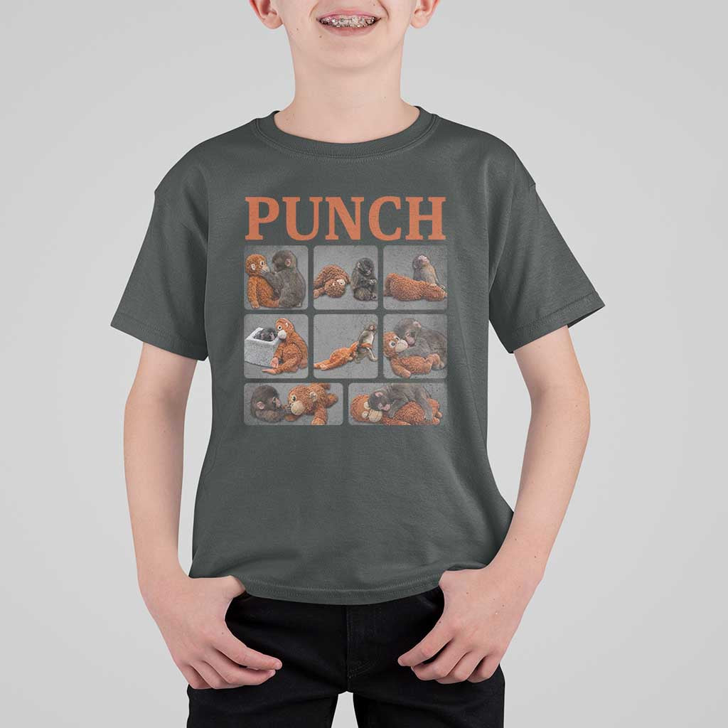 Cute Baby Monkey Punch with Plush Toy Graphic T Shirt For Kid