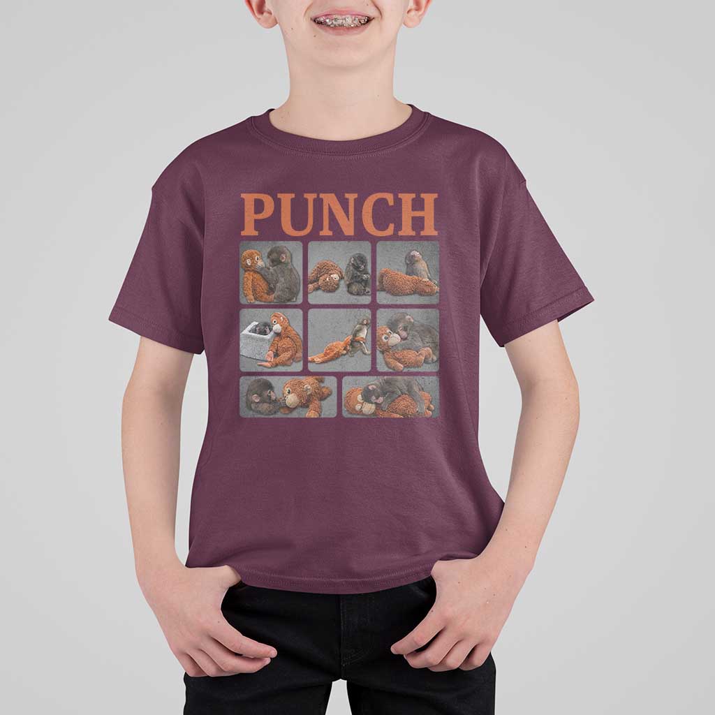 Cute Baby Monkey Punch with Plush Toy Graphic T Shirt For Kid