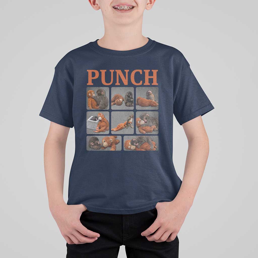 Cute Baby Monkey Punch with Plush Toy Graphic T Shirt For Kid