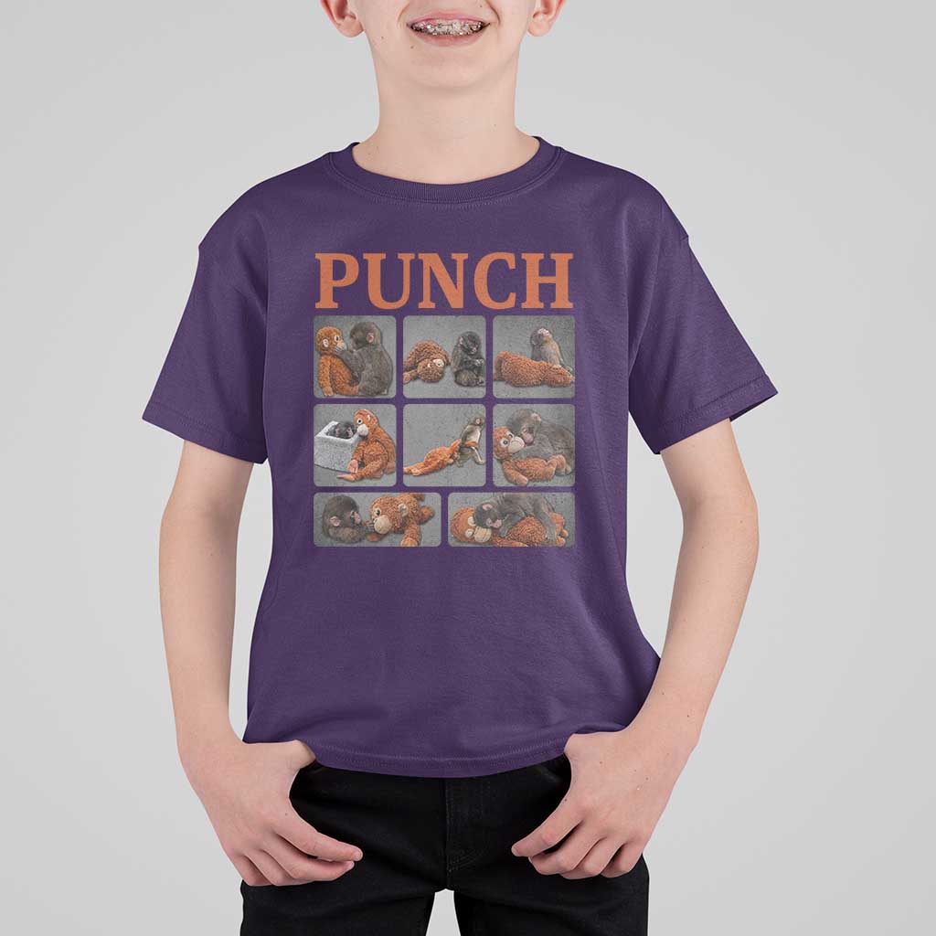 Cute Baby Monkey Punch with Plush Toy Graphic T Shirt For Kid