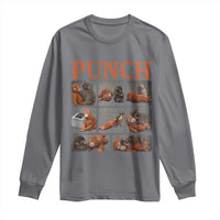 Cute Baby Monkey Punch with Plush Toy Graphic Long Sleeve Shirt