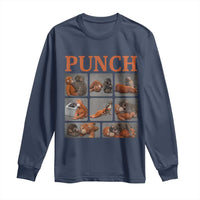 Cute Baby Monkey Punch with Plush Toy Graphic Long Sleeve Shirt
