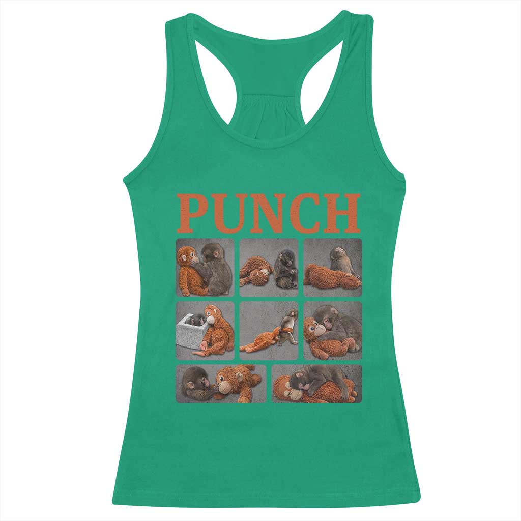 Cute Baby Monkey Punch with Plush Toy Graphic Racerback Tank Top