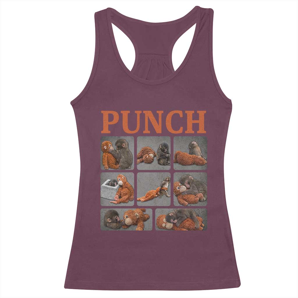 Cute Baby Monkey Punch with Plush Toy Graphic Racerback Tank Top