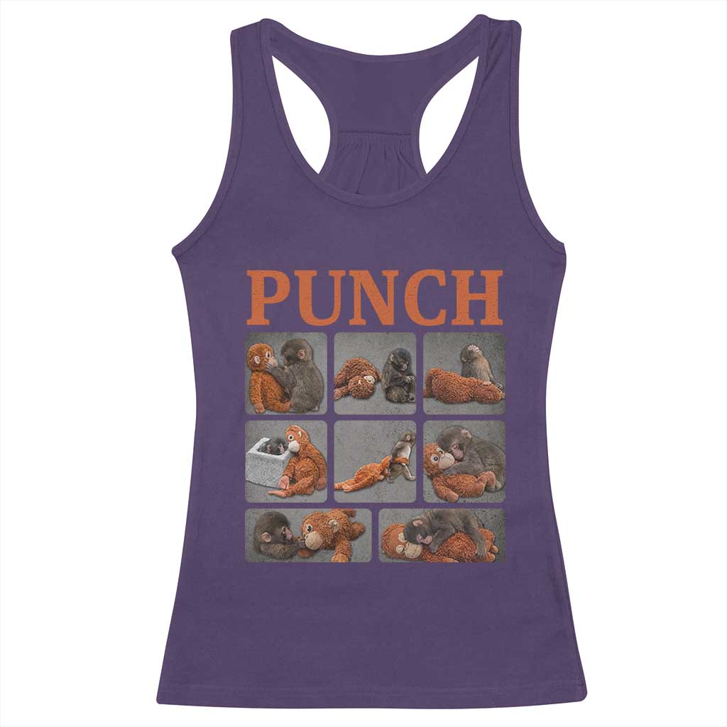 Cute Baby Monkey Punch with Plush Toy Graphic Racerback Tank Top
