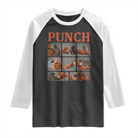 Cute Baby Monkey Punch with Plush Toy Graphic Raglan Shirt