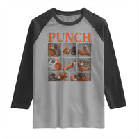 Cute Baby Monkey Punch with Plush Toy Graphic Raglan Shirt