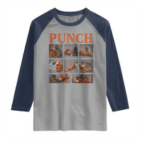 Cute Baby Monkey Punch with Plush Toy Graphic Raglan Shirt
