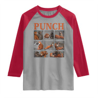 Cute Baby Monkey Punch with Plush Toy Graphic Raglan Shirt
