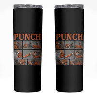 Cute Baby Monkey Punch with Plush Toy Graphic Skinny Tumbler