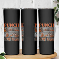Cute Baby Monkey Punch with Plush Toy Graphic Skinny Tumbler