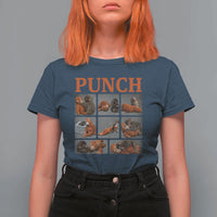 Cute Baby Monkey Punch with Plush Toy Graphic T Shirt For Women