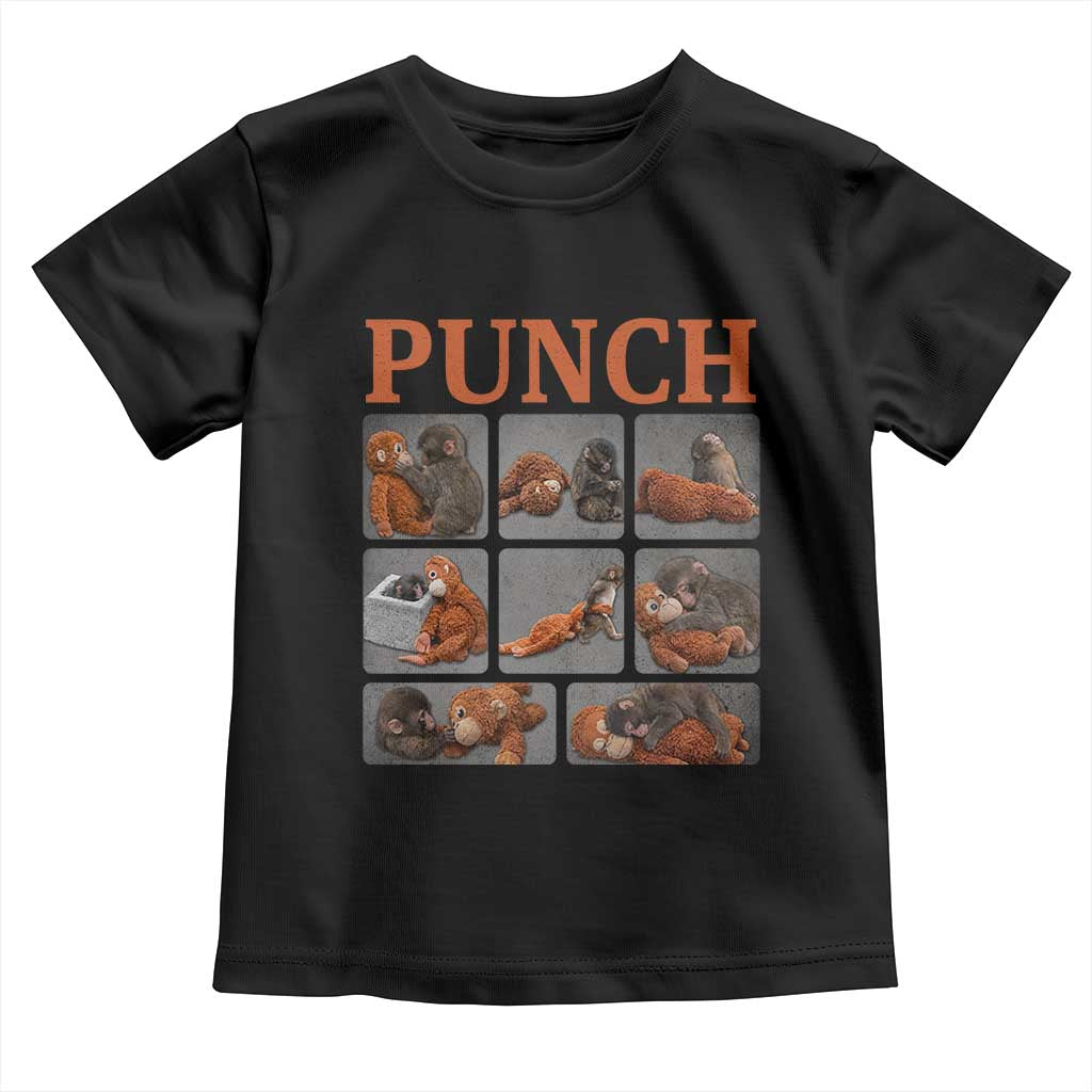 Cute Baby Monkey Punch with Plush Toy Graphic Toddler T Shirt