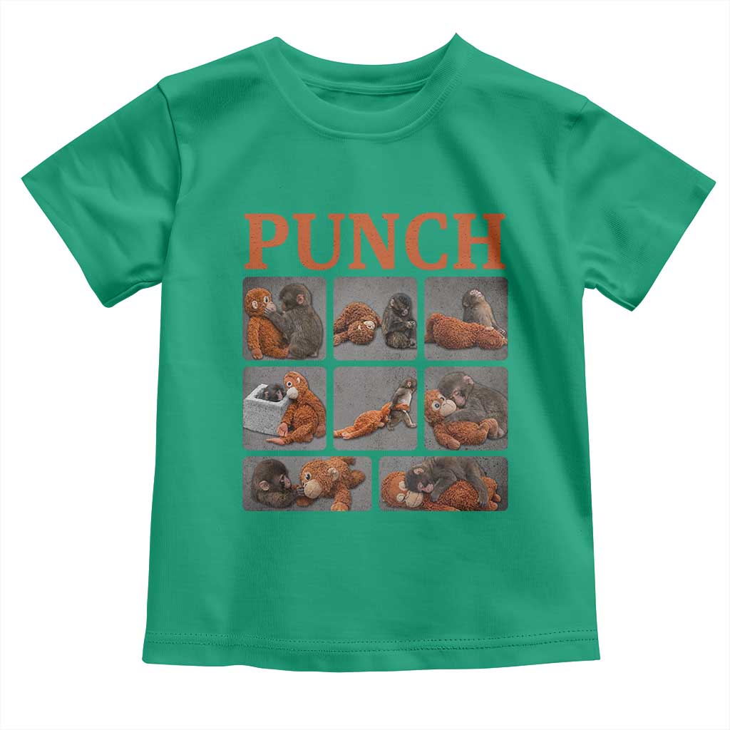 Cute Baby Monkey Punch with Plush Toy Graphic Toddler T Shirt