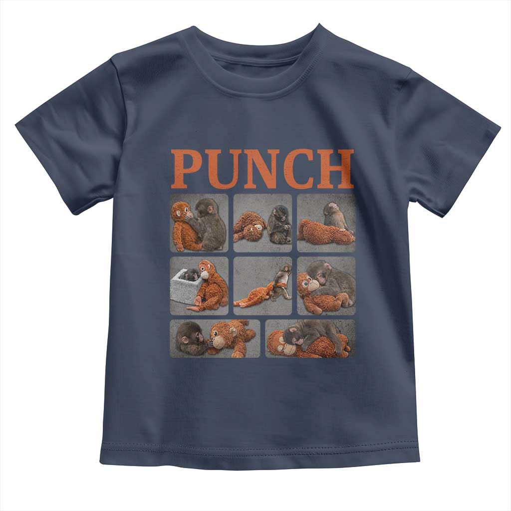 Cute Baby Monkey Punch with Plush Toy Graphic Toddler T Shirt